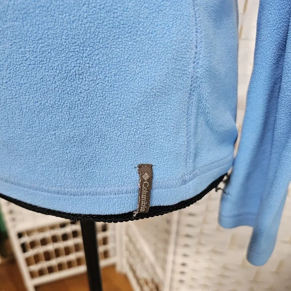 Columbia Ocean Blue Fleece V-Neck LS Hiking Outdoor Athleisure Top - Picture 3 of 7